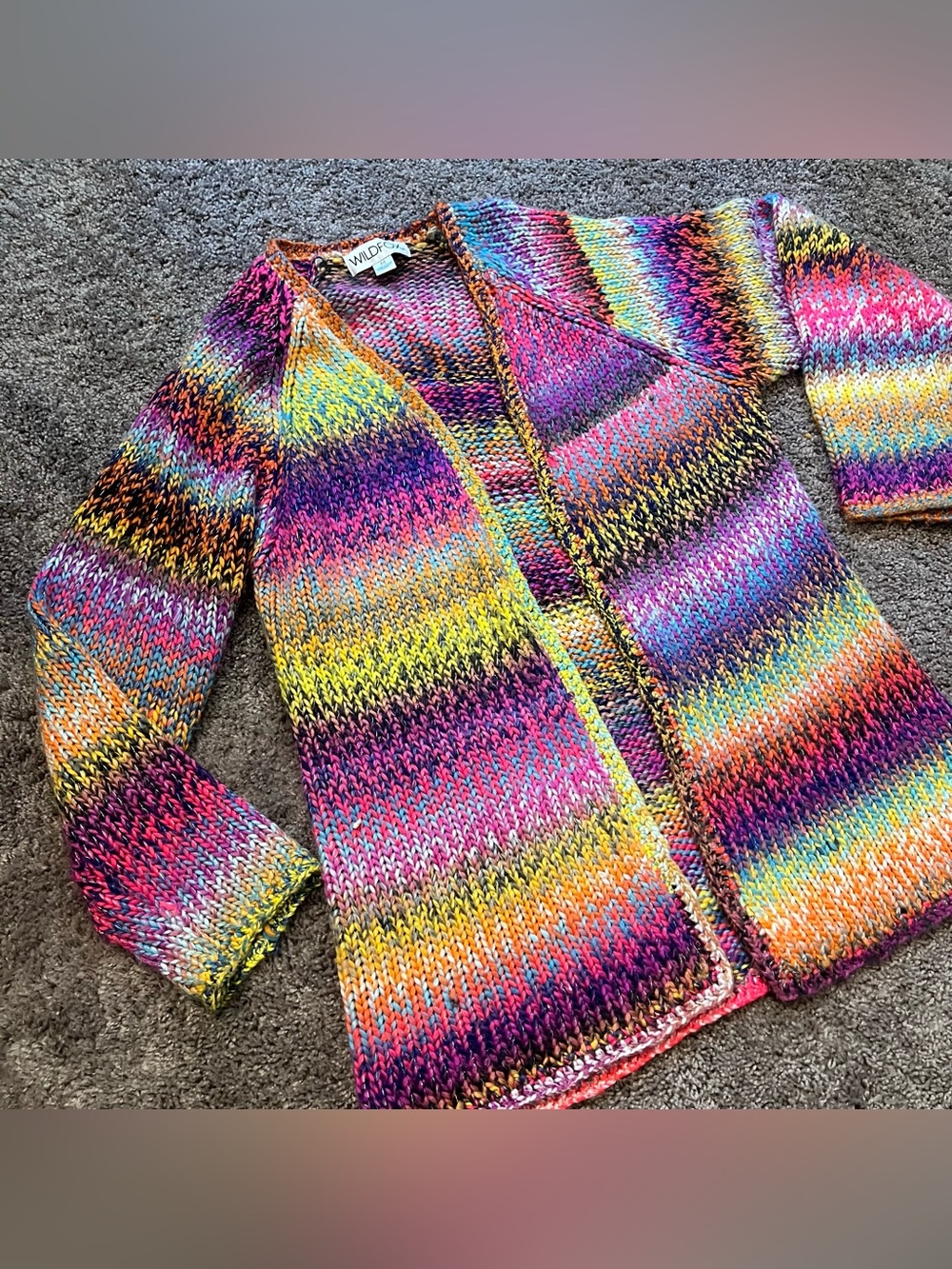 Wildfox Rainbow Multicolor Knit Cardigan